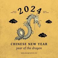 yellow chinese new year social media post template