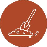 Shovel In Soil Line Multicircle Icon vector