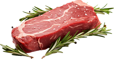 AI generated fresh raw meat with rosemary and spices png