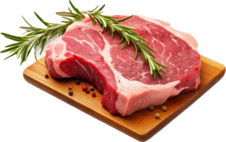 AI generated fresh raw meat with rosemary and spices png