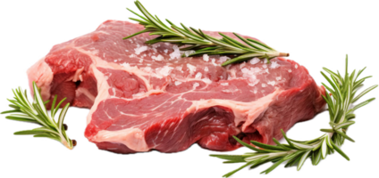 AI generated fresh raw meat with rosemary and spices png