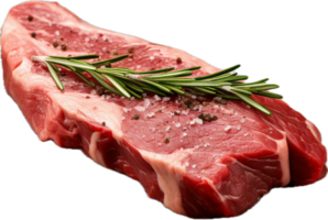 AI generated fresh raw meat with rosemary and spices png