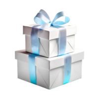 AI generated Festive concept white gift boxes with ribbon isolated on transparent background png