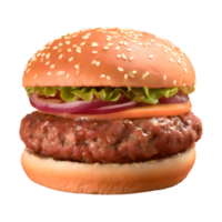 ai genererad färsk nötkött burger isolerat på transparent bakgrund png