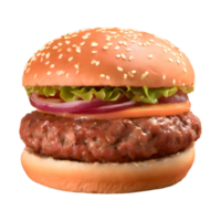 ai generado Fresco carne de vaca hamburguesa aislado en transparente antecedentes png