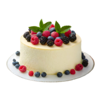 AI generated Delicious vanilla cake decorated with berries isolated on transparent background png