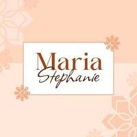 Clean Peach Geometric Feminine Square Name Card template