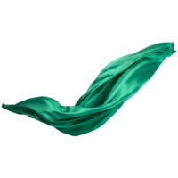 AI generated Flying green silk fabric isolated on transparent background png