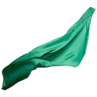 AI generated Flying green silk fabric isolated on transparent background png