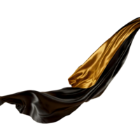 AI generated Black and golden silk flying isolated on transparent background png