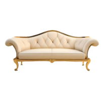 ai gegenereerd luxe wit en gouden sofa geïsoleerd Aan transparant achtergrond png