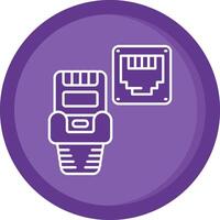 ethernet sólido púrpura circulo icono vector