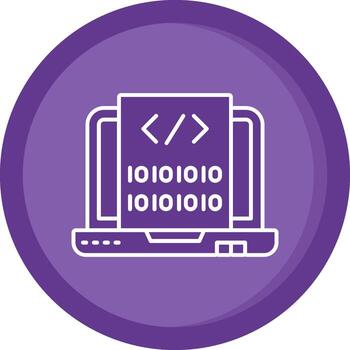 código sólido púrpura circulo icono vector