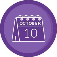 10 de octubre sólido púrpura circulo icono vector