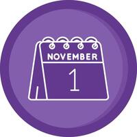 1st of November Solid Purple Circle Icon vector