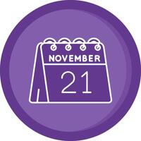 21 de noviembre sólido púrpura circulo icono vector