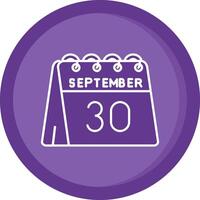 30th of September Solid Purple Circle Icon vector