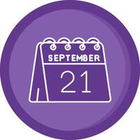21 de septiembre sólido púrpura circulo icono vector