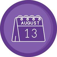 13 de agosto sólido púrpura circulo icono vector
