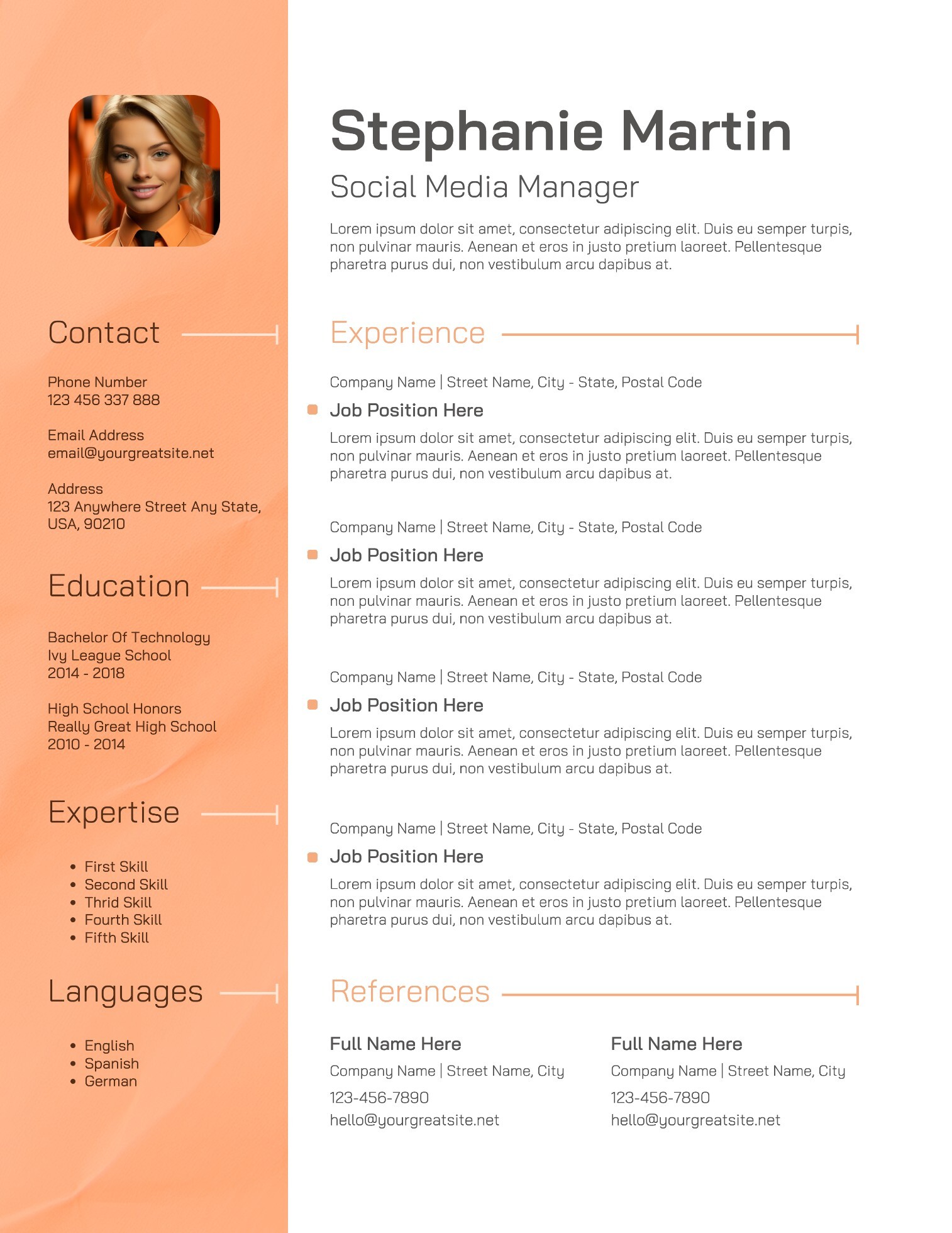 Peach Fuzz Resume Template