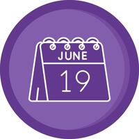 Diecinueveavo de junio sólido púrpura circulo icono vector