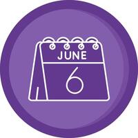 6to de junio sólido púrpura circulo icono vector