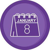 8vo de enero sólido púrpura circulo icono vector