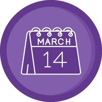 14to de marzo sólido púrpura circulo icono vector