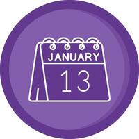 13 de enero sólido púrpura circulo icono vector