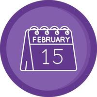 15th of February Solid Purple Circle Icon vector