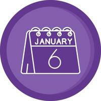 6to de enero sólido púrpura circulo icono vector