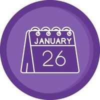 26 de enero sólido púrpura circulo icono vector