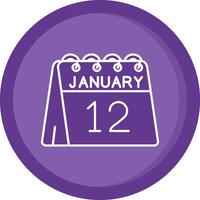 12th of January Solid Purple Circle Icon vector