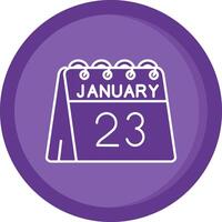 23 de enero sólido púrpura circulo icono vector
