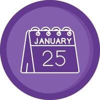25 de enero sólido púrpura circulo icono vector
