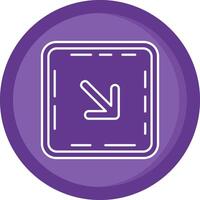 Down right arrow Solid Purple Circle Icon vector