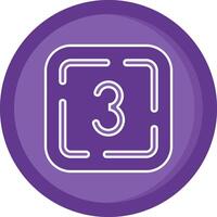 Tres sólido púrpura circulo icono vector