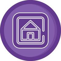 hogar sólido púrpura circulo icono vector
