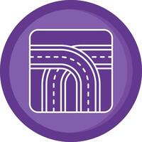 Crossing Solid Purple Circle Icon vector