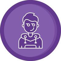 Smirking Solid Purple Circle Icon vector