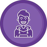 Smile Solid Purple Circle Icon vector