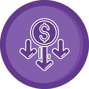 Decrease Solid Purple Circle Icon vector