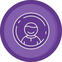 perfil sólido púrpura circulo icono vector