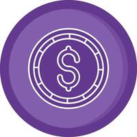 Dollar coin Solid Purple Circle Icon vector