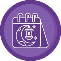 calendario sólido púrpura circulo icono vector