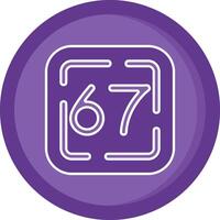 sesenta Siete sólido púrpura circulo icono vector