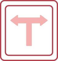 T Junction Solid Two Color Icon vector
