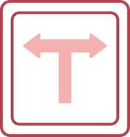 T Junction Solid Two Color Icon vector