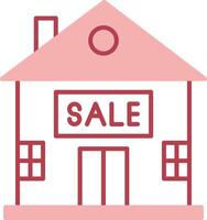 House for Sale Solid Two Color Icon vector