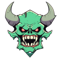 AI generated Skull with horns. Illustration for tattoo or t-shirt design. png